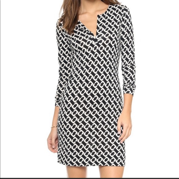 Diane Von Furstenberg Reina Dress in Iconic Chain Link Print Size 4 - Picture 2 of 14